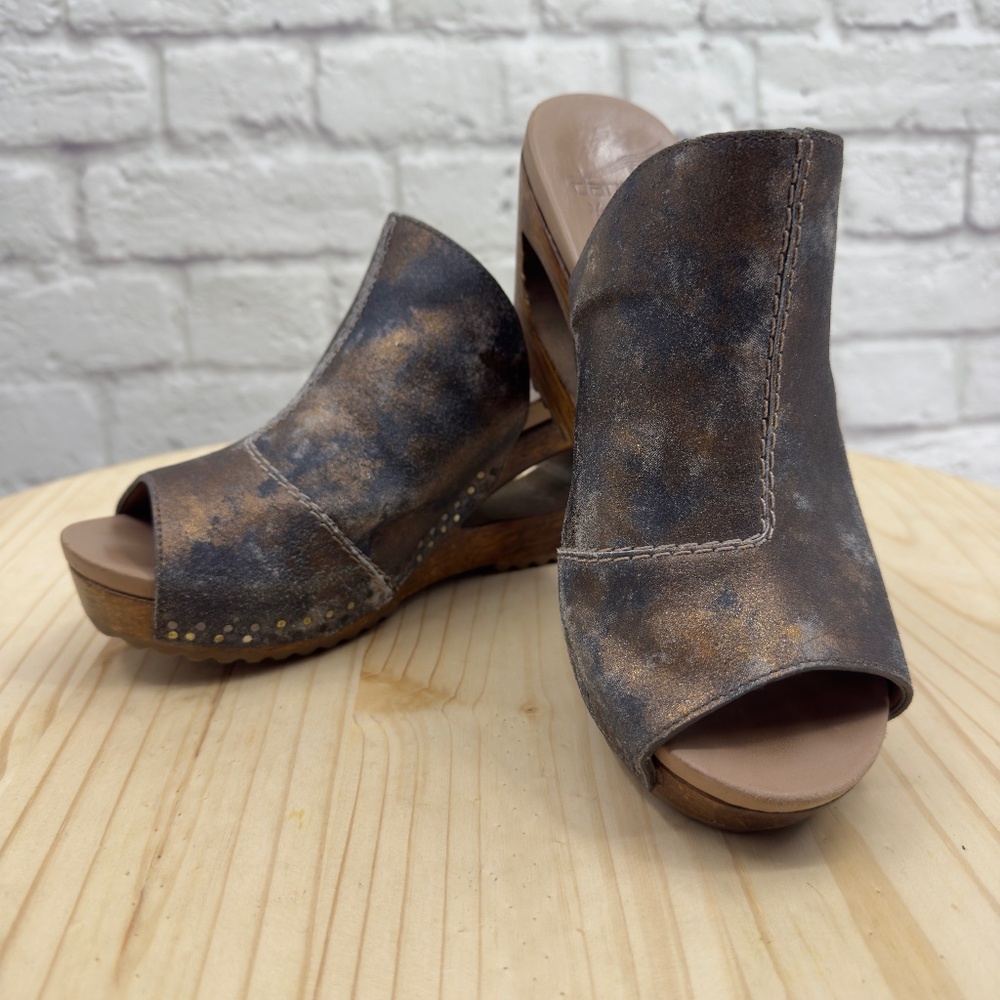 Dansko Brown and Tan Wedge Sandals
